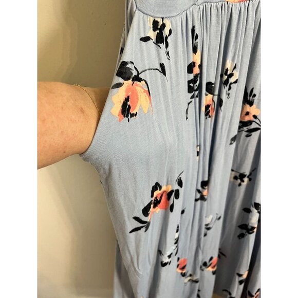 Torrid Floral Tank MIdi Dress Blue 1X Tropical Resort Preppy Feminine Coquette - Picture 6 of 12